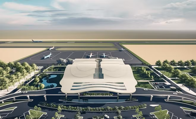 Một phương án thiết kế sân bay Quảng Trị được tư vấn TEDI báo cáo tại cuộc họp.