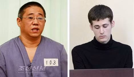Hai công dân Mỹ vừa được trả tự do: Kenneth Bae (trái) và Matthew Todd Miller.
