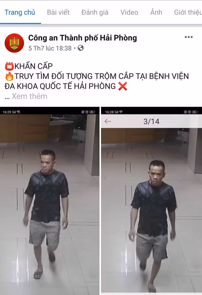 Thông tin truy tìm đối tượng trộm cắp trên facebook.