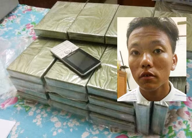Xênh Giàng cùng số heroin bị bắt giữ.