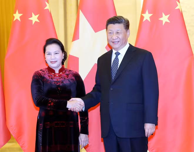 Chủ tịch Quốc hội Nguyễn Thị Kim Ngân hội kiến Tổng Bí thư, Chủ tịch Trung Quốc Tập Cận Bình. Ảnh: TTXVN.