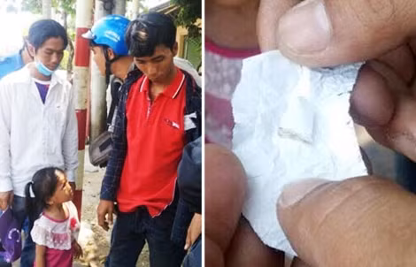 Đứa bé được các “Hiệp sỹ” phát hiện và tang vật của vụ việc.