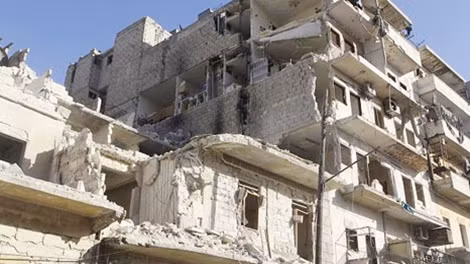 Cảnh đổ nát của một bệnh viện tại Idlib sau cuộc không kích.