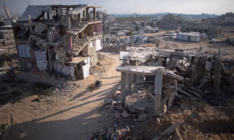 Cảnh đổ nát ở Gaza City sau cuộc chiến Gaza năm 2014.