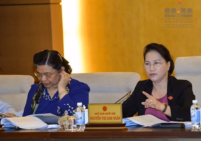 Chủ tịch Quốc hội Nguyễn Thị Kim Ngân cho ý kiến tại buổi họp