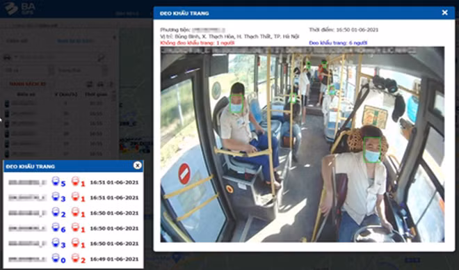 Thông qua camera giám sát sẽ phát hiện được người không đeo khẩu trang phòng dịch trên phương tiện giao thông. Ảnh minh họa