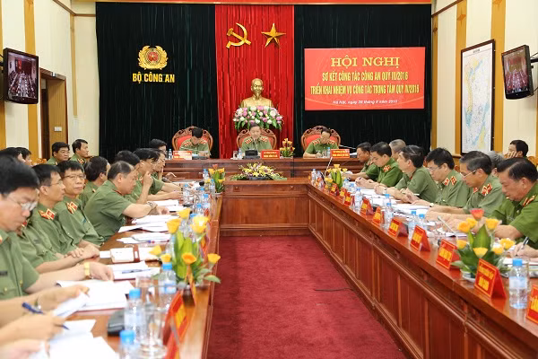 Toàn cảnh Hội nghị giao ban trực tuyến Bộ Công an tại đầu cầu Hà Nội