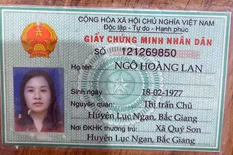 Ảnh chứng minh thư đối tượng Lan đưa cho nạn nhân để làm tin