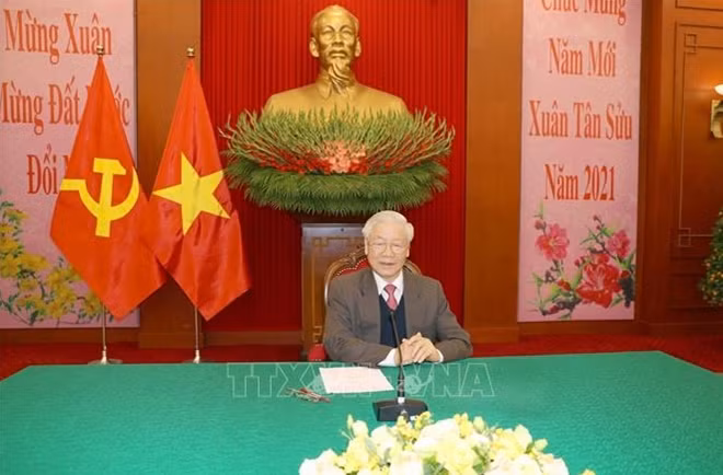 Tổng Bí thư, Chủ tịch nước Nguyễn Phú Trọng điện đàm với Tổng Bí thư, Chủ tịch nước Trung Quốc Tập Cận Bình. Ảnh: TTXVN