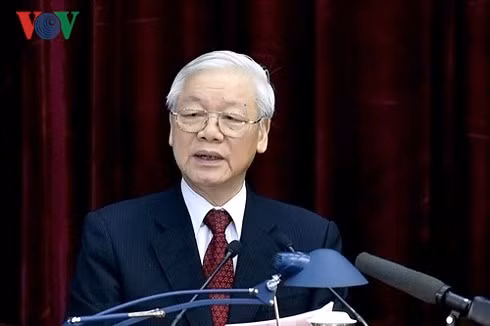 Tổng Bí thư Nguyễn Phú Trọng phát biểu khai mạc hội nghị.