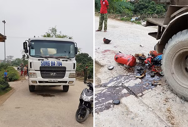 Xe trộn bê tông tại hiện trường. Ảnh: N.Q.T.