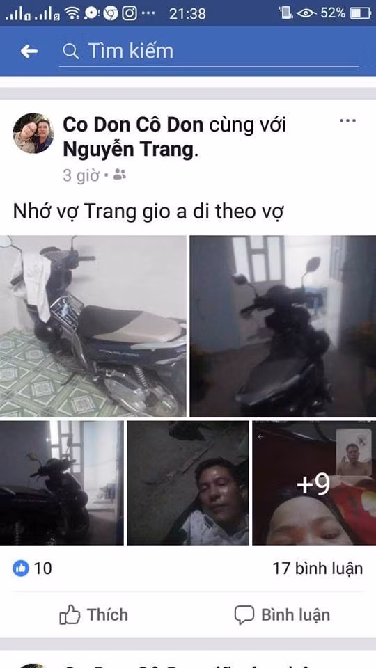 Nam bình thản đăng dòng trạng thái nhớ vợ trên facebook cá nhân.