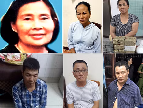 Vũ Hoàng Oanh (X) cùng các đối tượng là tay chân trong đường dây của mình.