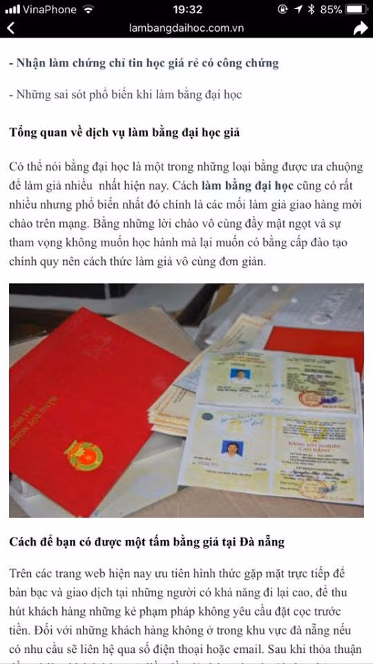 Nhan nhản rao bán, hướng dẫn sử dụng mua bán bằng giả trên những trang web, trang mạng xã hội.