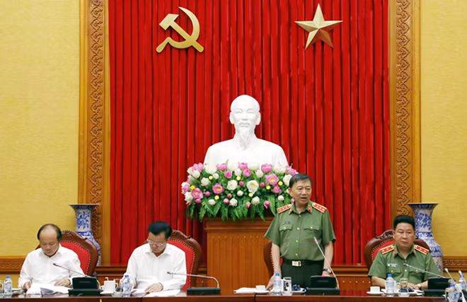 Bộ trưởng Bộ Công an Thượng tướng Tô Lâm phát biểu tại Hội nghị
