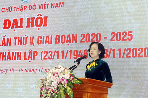 Đồng chí Trương Thị Mai phát biểu chỉ đạo Đại hội