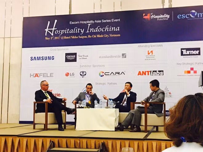 Ông Lê Thành Vinh, Tổng giám đốc Tập đoàn FLC, phát biểu tại hội nghị Hospitality Indochina 2017.