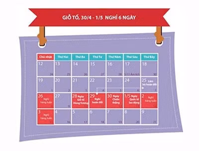 Nghỉ 6 ngày dịp lễ 30-4 và 1-5. Ảnh minh họa. Nghỉ 6 ngày dịp lễ 30-4 và 1-5. Ảnh minh họa.