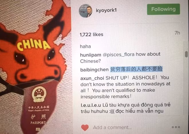 Một số comment đe dọa Kyo York trên facebook.