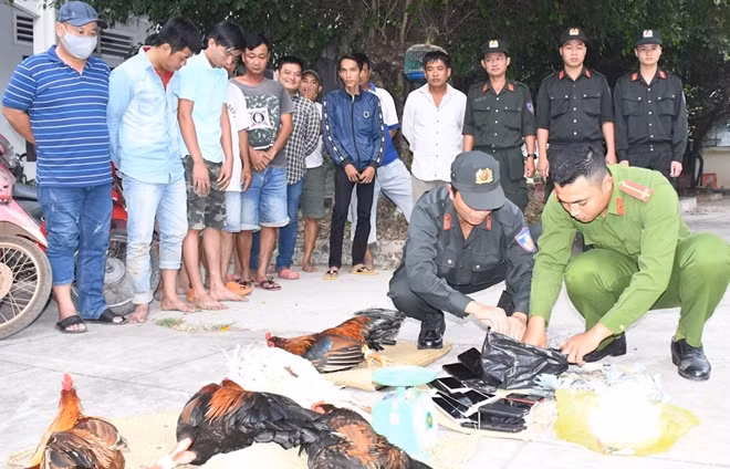 Các đối tượng cùng tang vật bị bắt quả tang.