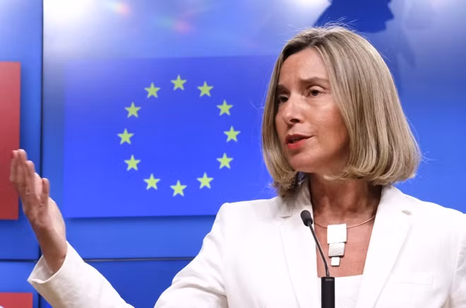 Bà Mogherini cảnh báo việc Mỹ rút khỏi UNATT sẽ cản trở cuộc chiến chống buôn bán vũ khí bất hợp pháp trên thế giới. Ảnh: EPA.