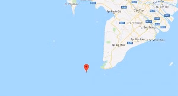 Vị trí ngư dân Mai Văn Bé mất tích