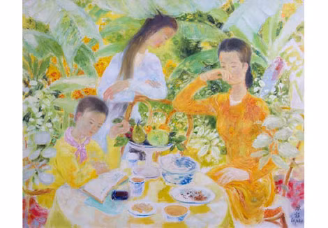 Tác phẩm “Điểm tâm” của họa sĩ Lê Phổ.