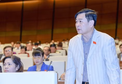Đại biểu Nguyễn Đình Quyền tham gia thảo luận tại hội trường.
