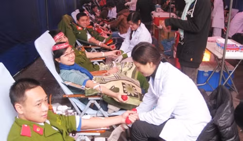 Lực lượng Công an đã nhiều lần tham gia ngày hội hiến máu.