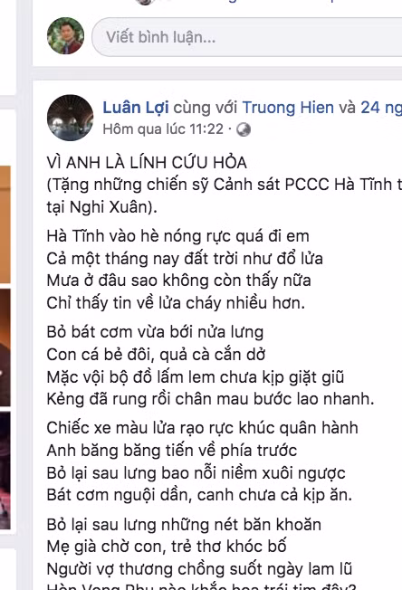 Những vần thơ sẻ chia về người lính chữa cháy rừng gây xúc động