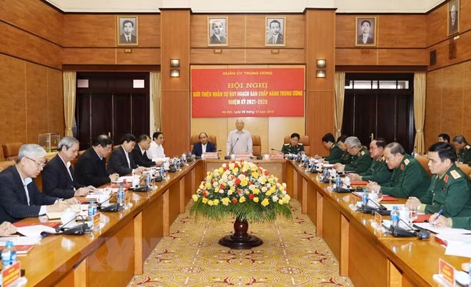 Tổng Bí thư, Chủ tịch nước Nguyễn Phú Trọng, Bí thư Quân ủy Trung ương phát biểu khai mạc hội nghị. (Ảnh: Trí Dũng/TTXVN).