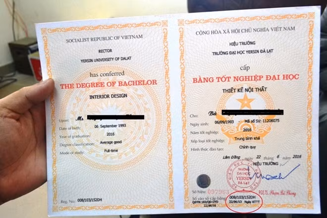Bằng Đại học xảy ra sai sót của Trường ĐH Yersin Đà Lạt