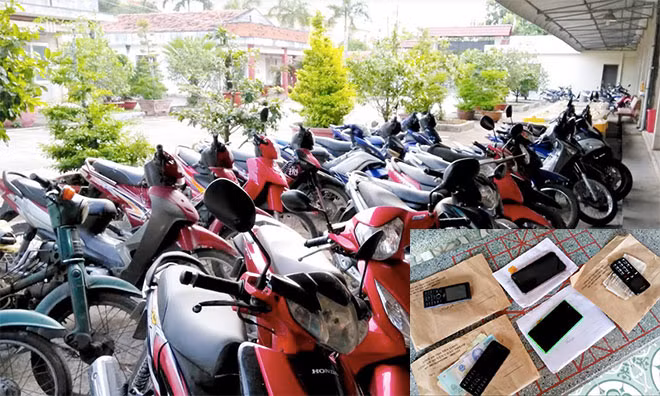 Tang vật bị công an thu giữ tại hiện trường.