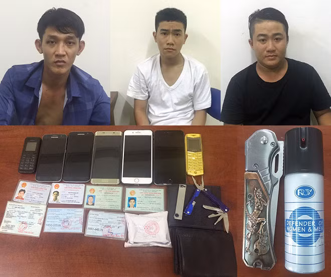 Băng cướp Hùng “cầy” bị bắt giữ cùng tang vật.