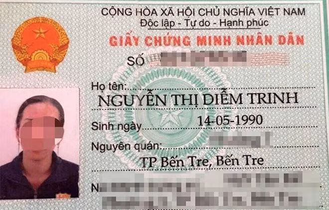 CMND của đối tượng Nguyễn Thị Diễm Trinh. Ảnh do Công an cung cấp.
