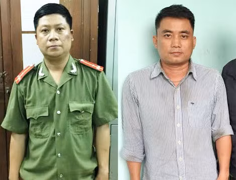 Hải trong bộ quân phục giả danh Công an và Hoàng Anh tại CQĐT.