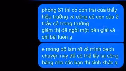 Quảng Trị xác minh thông tin giám thị ngồi chỉ bài cho con trai thầy hiệu trưởng 