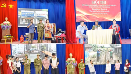 Các tình huống gần gũi, sát thực tế được lực lượng ANTT cơ sở tái hiện trên sân khấu qua phần thi xử lý tình huống. 