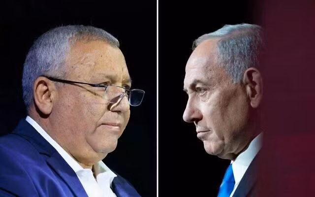 Thủ tướng Netanyahu (phải) và lãnh đạo khối đối lập Gadi Eisenkot. Ảnh: Flash90