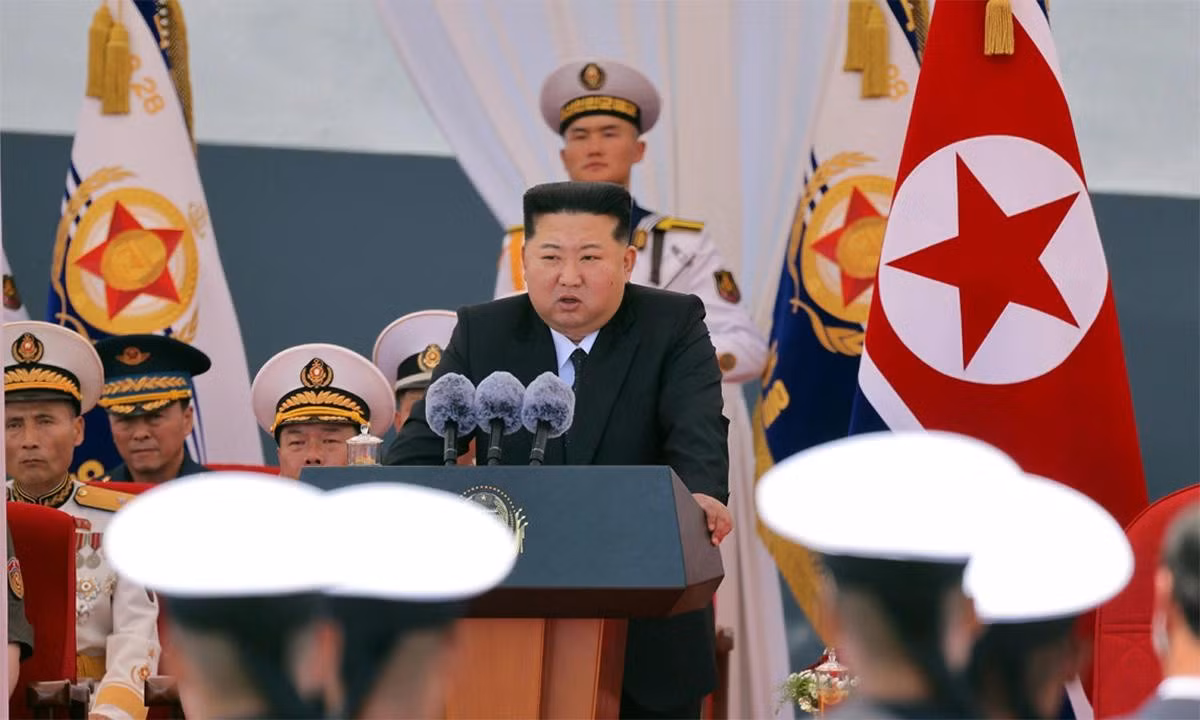 Nhà lãnh đạo Triều Tiên Kim Jong-un trong buổi lễ hôm 23/6. Ảnh: KCNA