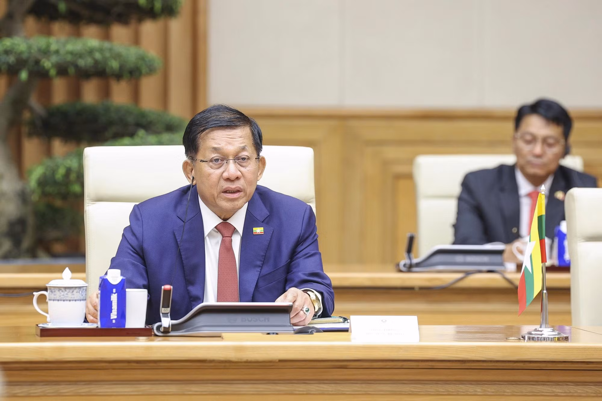 Tổng thống Myanmar Min Aung Hlaing phát biểu tại cuộc hội kiến.
