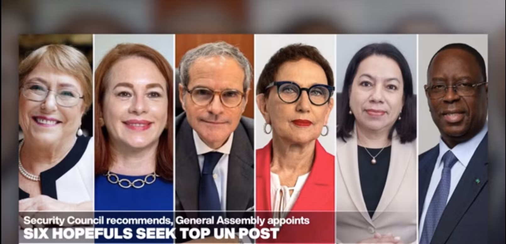 Sáu ứng viên tham gia cuộc đua kế nhiệm ông Antonio Guterres. Ảnh: France 24