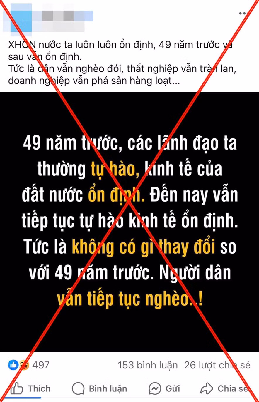 Luận điệu xuyên tạc về tình hình kinh tế, xã hội nước ta trên các trang tin phản động, thù địch. Ảnh: Chụp màn hình.