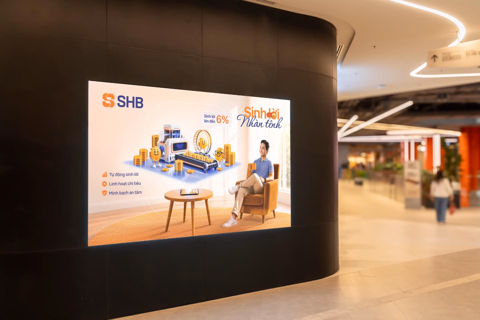 Tính năng Sinh lời nhàn tênh của SHB SAHA, giúp tiền nhàn rỗi tự động sinh lời tới 6% mỗi năm.