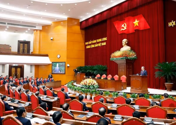 Tổng Bí thư Tô Lâm phát biểu bế mạc Hội nghị lần thứ 14 Ban Chấp hành Trung ương Đảng khóa XIII. (Ảnh: TTXVN)