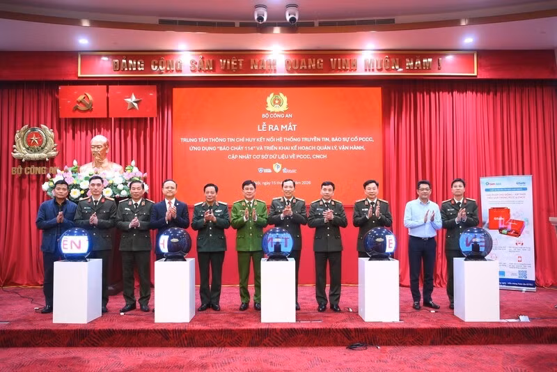 Lễ ra mắt Trung tâm thông tin chỉ huy 114 (Ảnh: Tổng Công ty GTEL).