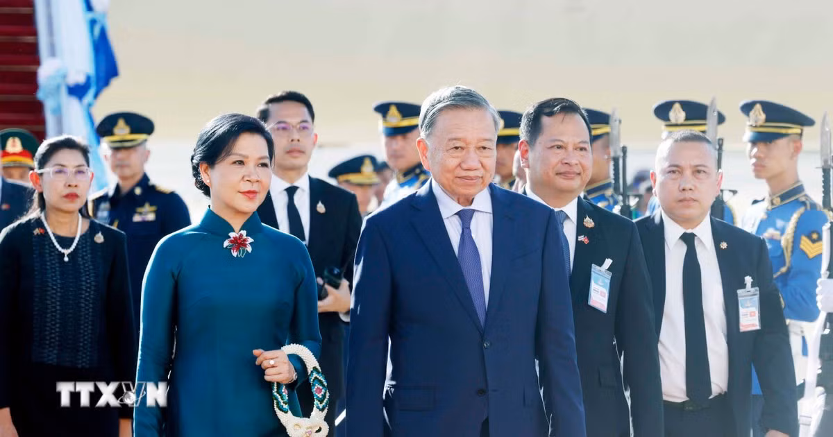 Lễ đón Tổng Bí thư, Chủ tịch nước Tô Lâm và Phu nhân tại sân bay quân sự 2, Khu vực sân bay quốc tế Don Mueng.