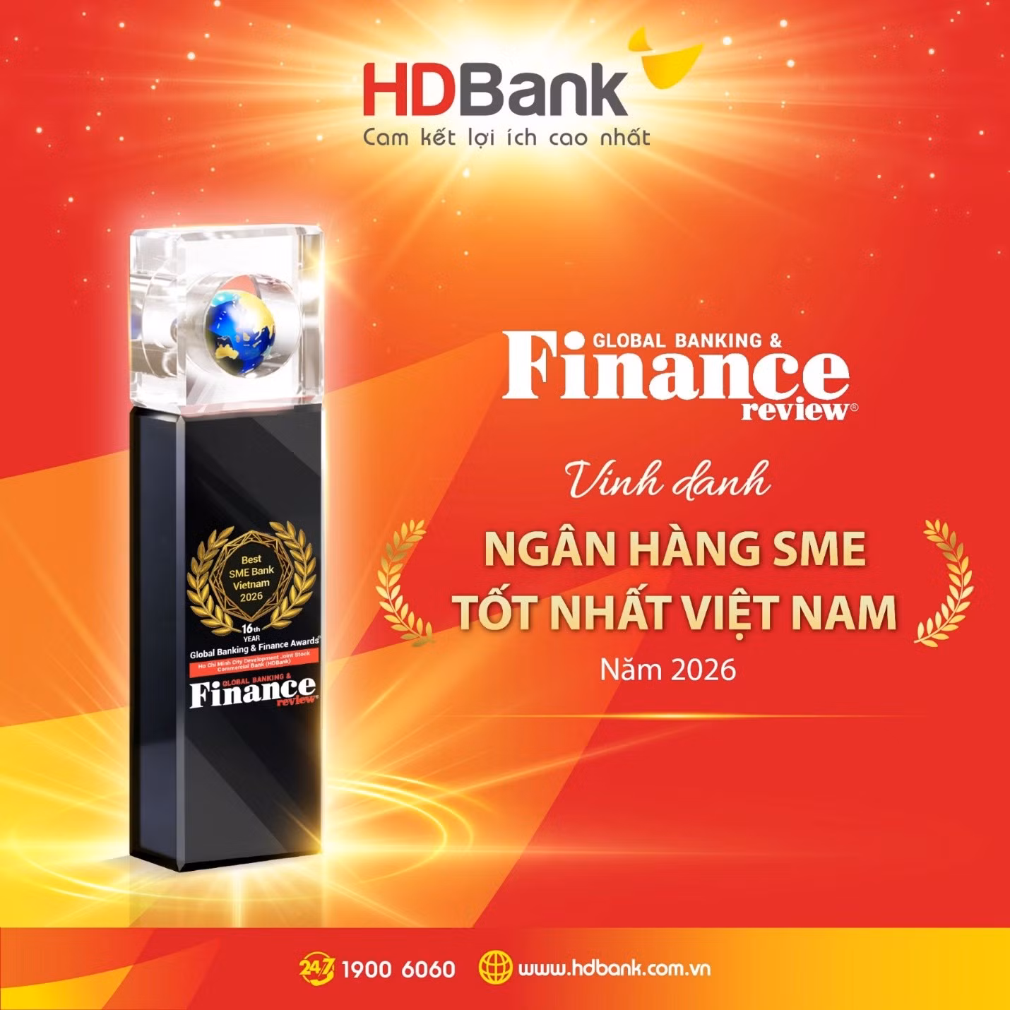 Đây là năm thứ 5 liên tiếp, HDBank được Asian Banking &amp; Finance Awards 2026 vinh danh ở hai hạng mục: Ngân hàng Bán lẻ của năm và Ngân hàng SME của năm.