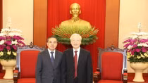 Tổng Bí thư Nguyễn Phú Trọng tiếp Đại sứ Lào tại Việt Nam