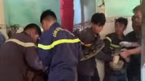 Bắt con trăn gấm “khủng” tấn công người dân